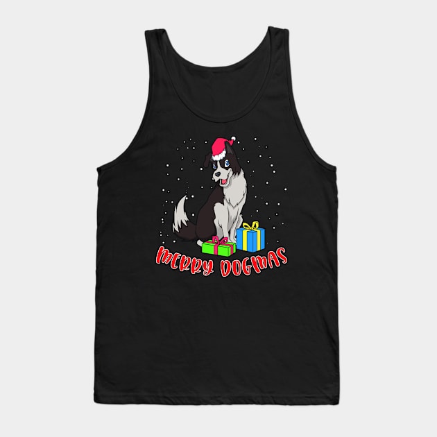 Christmas Border Collie - Merry Dogmas Tank Top by Modern Medieval Design